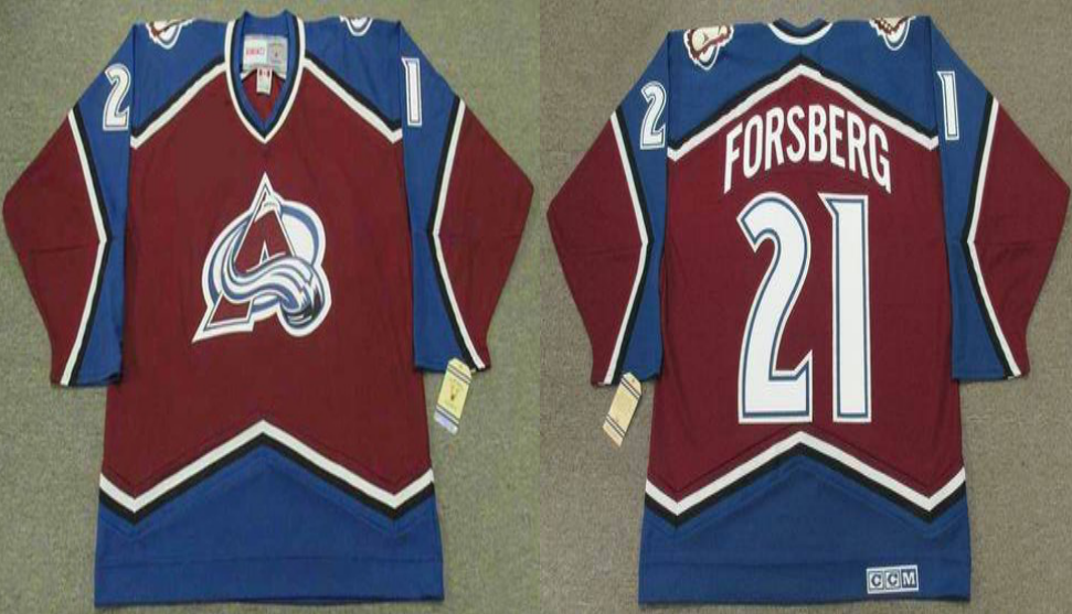 2019 Men Colorado Avalanche 21 Forsberg red CCM NHL jerseys